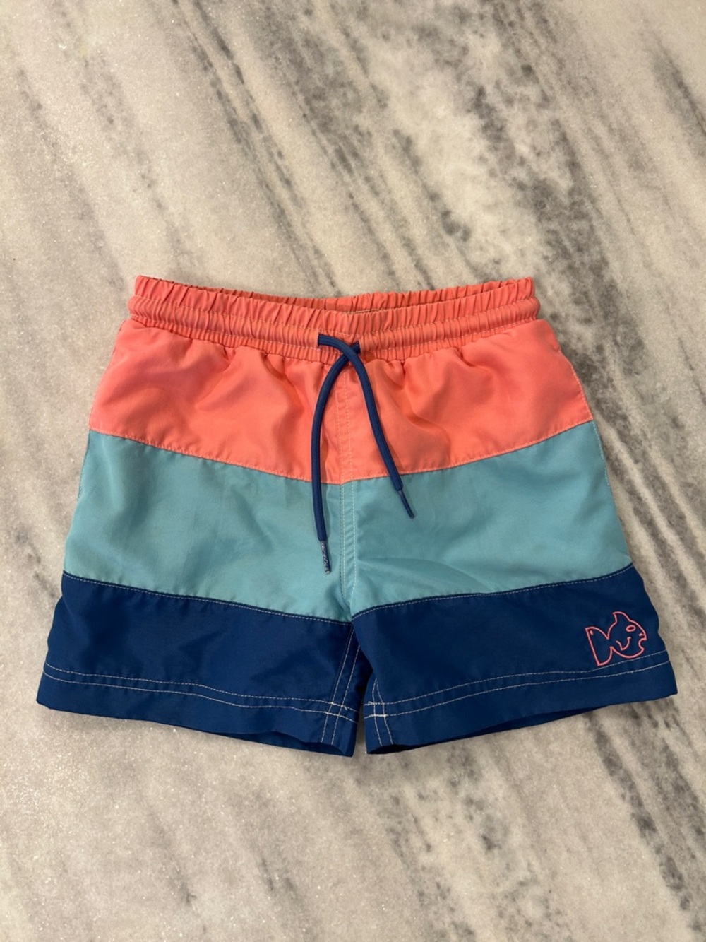 PRODOH Boys Boogie Board Swim Trunks sz 6 Lined Pink Blue Stripe